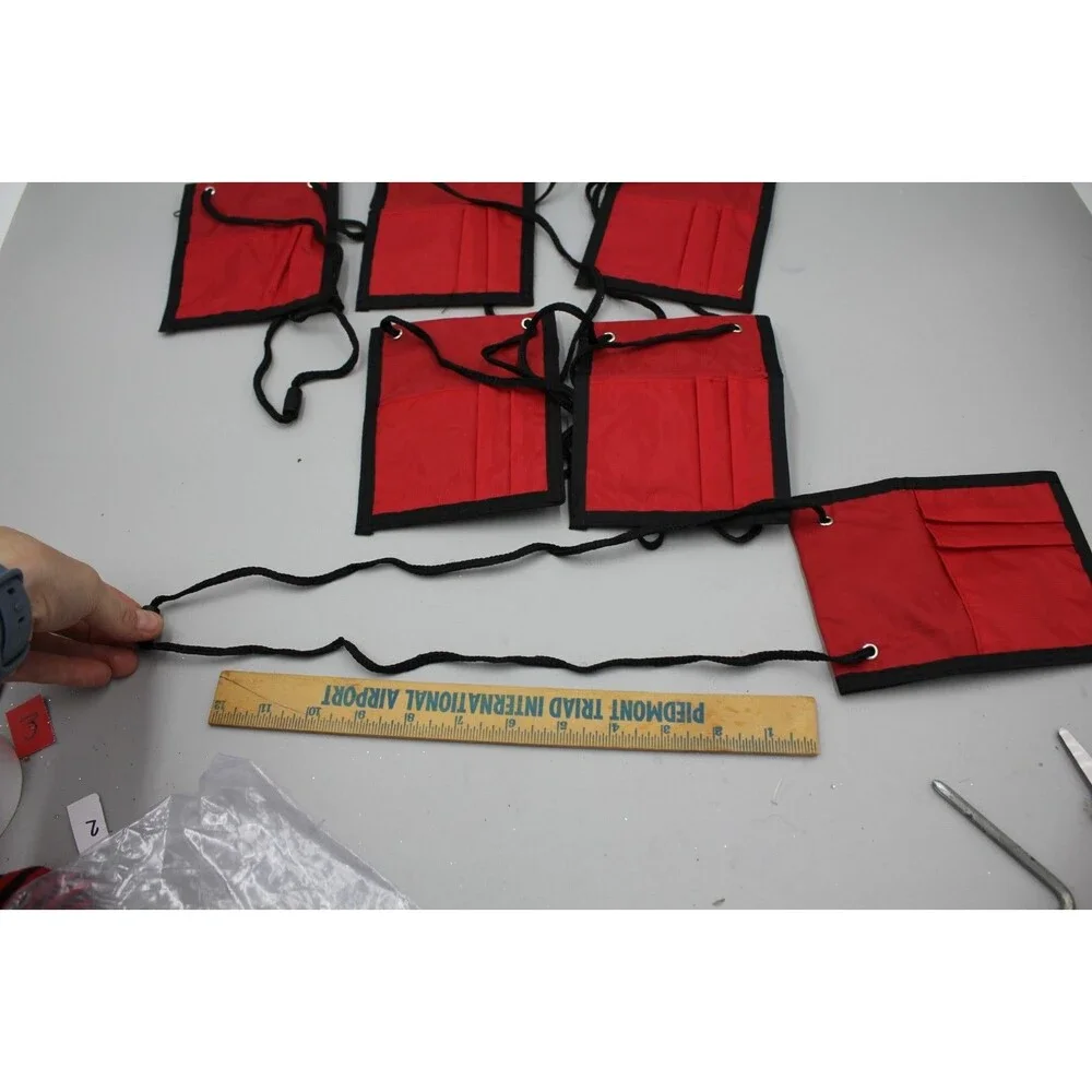 Lot of 6 Red Nylon Neck Lanyard Pen ID Card Pouch Holder Sleeve Holiday Tours
